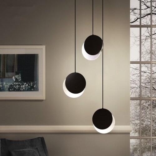 Modern Creative Half Moon LED Pendant Light Kitchen Bedside Hanging Lamp Dining Room decor Lighting Fixture 3 Colors Switchable