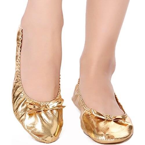 USHINE foot care insoles flat PU Top gold soft indian woman belly dance shoes leather belly dance shoes children girls woman