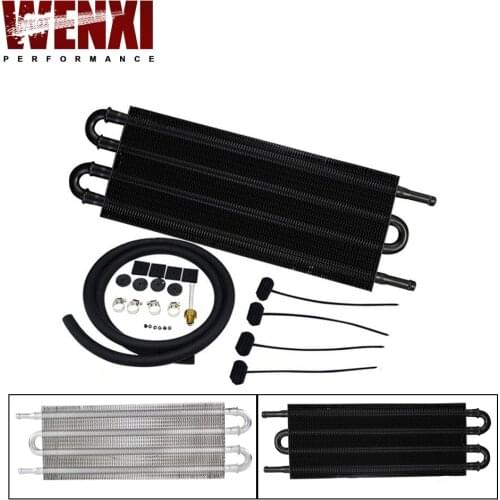 UNIVERSAL 305X127X19.05 REMOTE TRANSMISSION OIL COOLER KIT / AUTO-MANUAL RADIATOR CONVERTER ALUMINUM WX7432