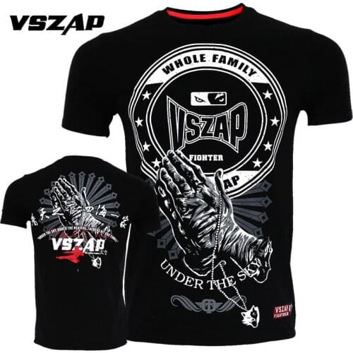 VSZAP Kampf Sanda Boxen MMA T Shirt Gym Tee Shirt Kampf Kampf Kampfkunst Fitness Training Muay Thai T-shirt Männer homme