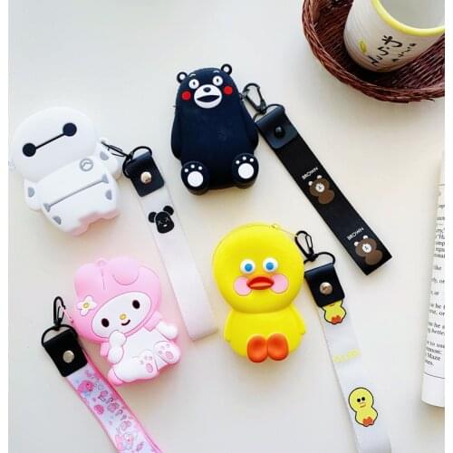 Japanese Korean Cute Cartoon Bear Coin Purse Girls Mini Card Keys Bag Fashion Small Wallet Soft Silica Gel Storage Earphone Box