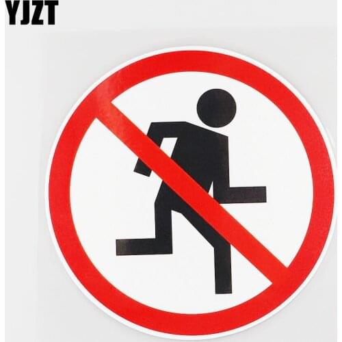 YJZT 12.7CMX12.7CM No Running Is Allowed Here PVC Decal Car Sticker Graphical 11B-0157