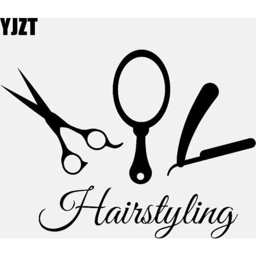 YJZT 13.8CM*10.2CM Beauty Hair Salon Tools Hairstyling Vinyl Car Sticker C22-0160