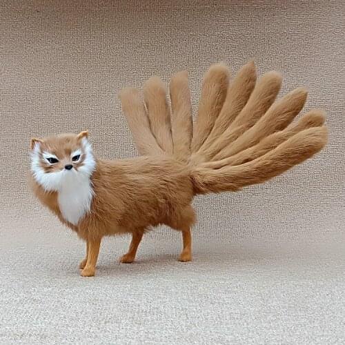 Yellow real life fox model plastic&furs simulation nine-tails fox doll gift about 38x10x15cm xf2825