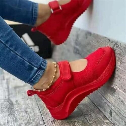 Large size womens casual shoes summer fashion mesh breathable sports women shoes thick-soled platform sneakers womens loafers