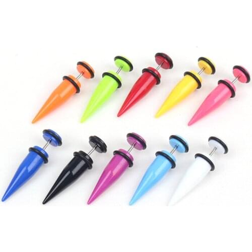 1pair Stainless Steel Fake Ear Plugs Tunnel Stretching Piercing Body Jewelry Mix Color Fake Ear Expander Plug Tunnel Accessories