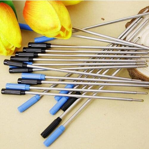 10pcs Ballpoint Metal Pen Refill 1.0mm Length 11.6cm Short Blue And Black Ink Refill Replacement Stainless Steel Pen Refill
