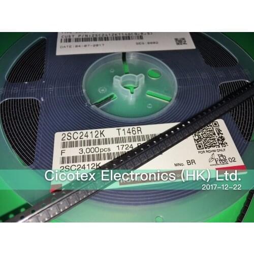 100pcs/lot 2SC2412K T146R SOT23 BR TRANS NPN 50V 0.15A SOT-346 2SC2412KT146R