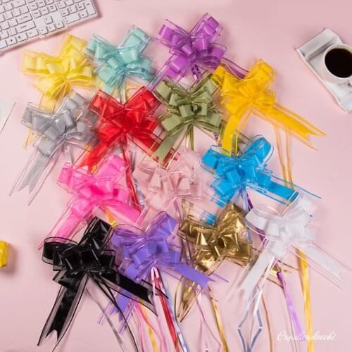 100pcs pink/red/purple/green/silver/gold/white 50mm Pull Bow ribbon for bouquet Gift Packing Party Wedding Car Room Decor