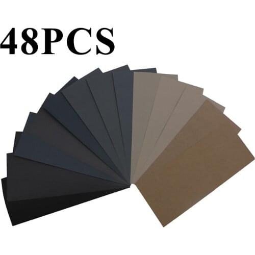 20/48pcs Wet Sandpaper 9"x3.6" For Wood Metal Furniture Grinding Polishing 320~100000 grit For Repair Motor Vehicle 9.6x22.9mm
