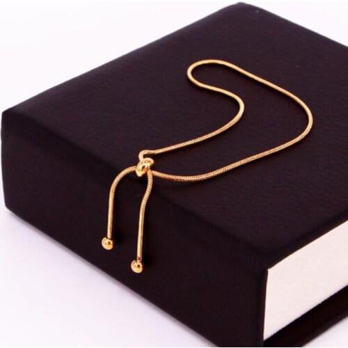 2021 Simple Fashion Bracelet For Women Baby Girls Jewelry Gold Color Stainless Steel Adjustable Snake Chain Bracelets Dropship