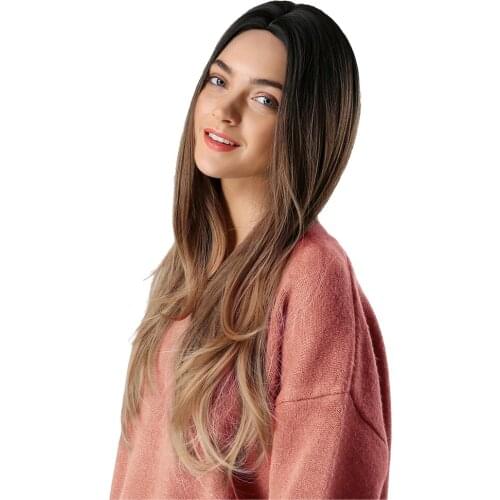 26 Inch Women Fashion Gradient Color Wavy Curly Long Hair Cosplay Party Wigs