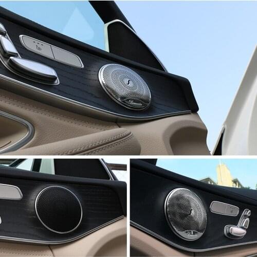 4pcs car styling car audio speaker door loudspeaker trim sticker cover for Mercedes Benz GLC 2016 E class benz W213 C class W205