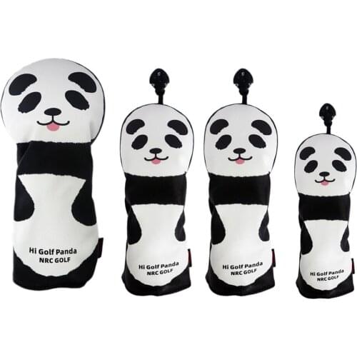 4pcs Panda Wood Driver Headcover Golfer Club Cover Guard Interchangeable No.Tags