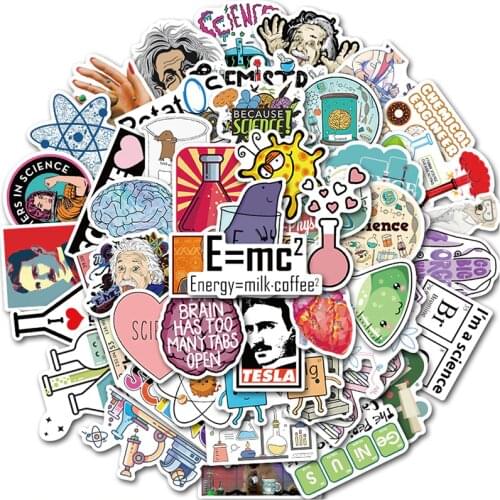50PCS/lot Science Experiment Chemical Programming Stickers DIY For Laptop Phone Suitcase Stationery Waterproof Graffiti Sticker