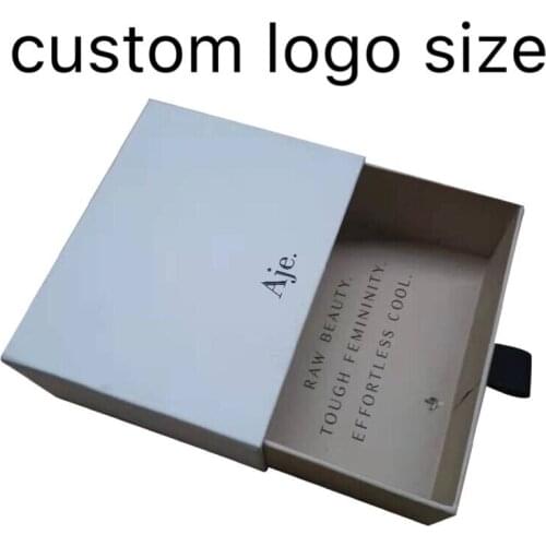 500pcs Custom LOGO Drawer Style Matte Black Gift Box Paper Packaging Boxes For Clothing Socks Underwear Cosmetic Jewelry Use