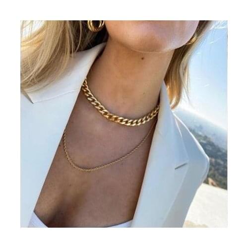 52582 new thick chain double layer Necklace