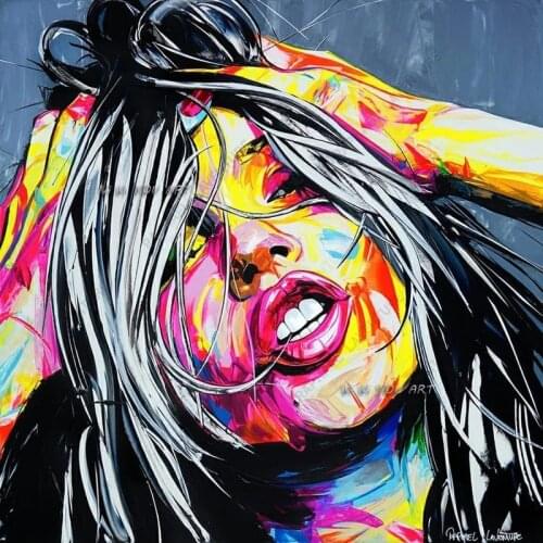 100% Handmade Abstract Oil Painting Francoise Nielly Style Wall Art Portrait Palette Knife Face Painting Figure On Canvas