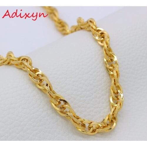 Adixyn Length 60cm 9MM Ethiopian Chain Necklaces for Women Gold Color Rope Chain for Men African Chain Jewelry N4003