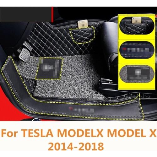 For TESLA MODELX MODEL X 2014-2018 Car mat 5D luxury round leather round wire mat mat Interior decoration Auto Accessories