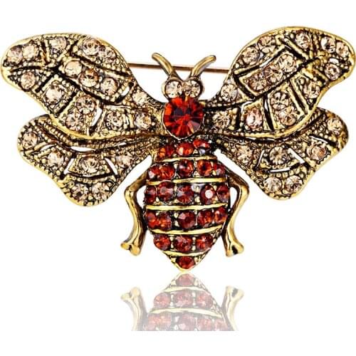 12pcs/lot wholesale Men Vintage Bee Pin Brooch Fashion Rhinestone Wedding Hijab Accessories hats bijoux Women Punk Pins