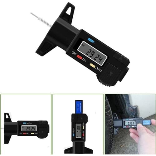 Black - Trucks 0-25.4mm Tire Tread Depth Gauge Thickness Checker Parts