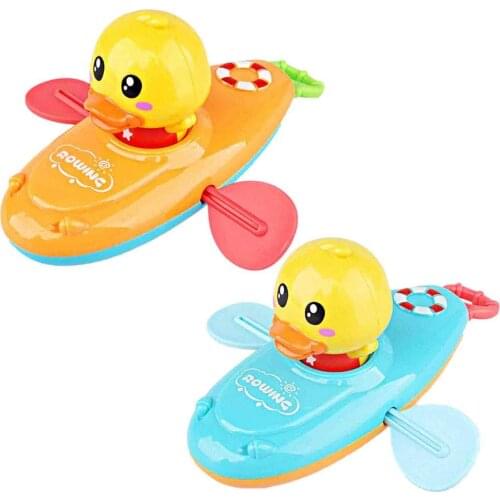 Children Bath Water Playing Toys Chain Rowing Boat Duck Swim Floating Wound-up Chain Clockwork Kids Animal Water Fun Bath Toy