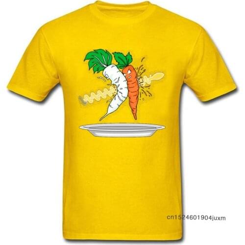 Carrot Salad T Shirt Men Funny Chef T-shirts Summer Yellow Tops Cartoon Tees Hip Hop Tshirt Printed Discount Hipster Camisa