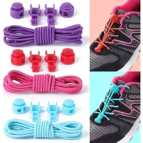 Hot 1 pair Of Locking Shoe Laces Stretching Lock lace 25 colors Elastic Sneaker Shoelaces Shoestrings Running/Jogging/Triathlon
