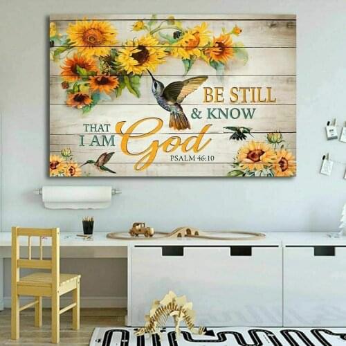 Hummingbird Sunflower Be Still and Know That I Am God Wall Art Vintage Style Metal Wall Plaque Wall Decoration Metal Sign