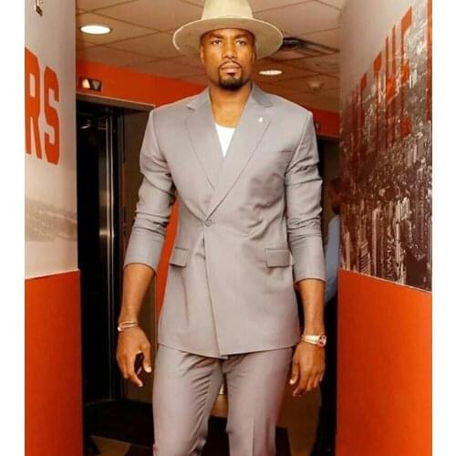 Costume Homme 2 Pieces Grey Men Suit For Business Wedding Smart Casual Simple Mens Tuxedos Elegant Men Suits(Jacket+Pant)