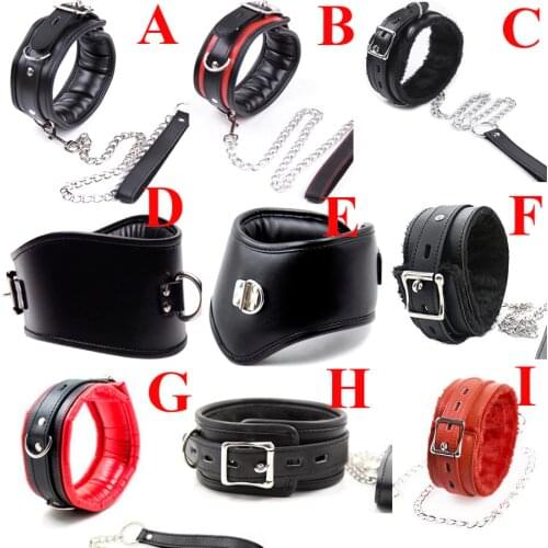 BDSM Leather Collar,Sex Bondage Belt Strap,Soft Padded Choker Necklace,Erotic Sex Toys For Couple