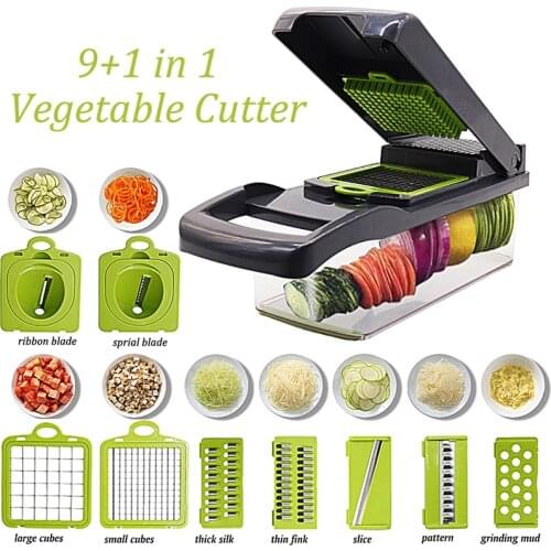Vegetable Cutter Multifunctional Fruit Slicer Potato Peeler Carrot Grater Kitchen Accessories Basket 9 In 1 Vegetable Slicers