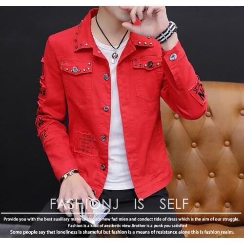 Mens jackets Fashion trend denim series multi-pocket jackets Workwear version Casual slim mens jackets Hip-hop play cool mens