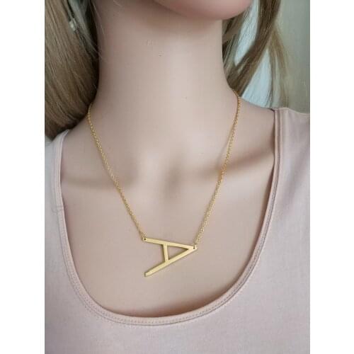 2017 new Alfabet Initial Pendants big Letter Necklaces Stainless Steel Choker Necklace Women Jewelry Kolye Collier femme