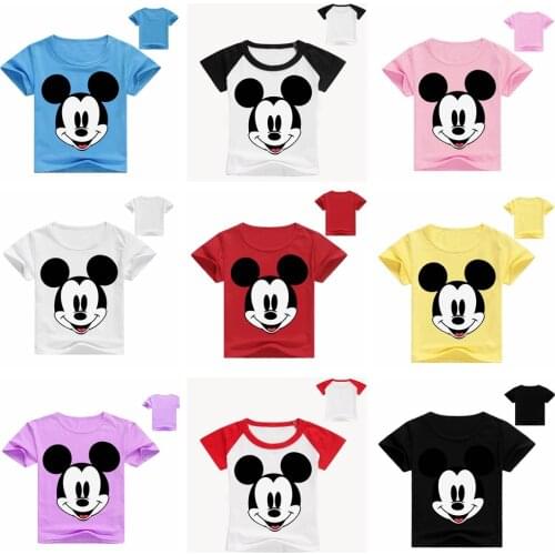 New Summer Cartoon Mickey Print Baby Boys T Shirt Kids Clothes Children Short Sleeved T-Shirts Girl Cotton Cartoon Top Tee 2-12Y