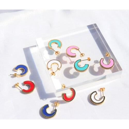 New Fashion Enamel Colorful Huggie Hoop Earrings for Women Vintage Boho Circle Earrings Statement Jewelry 2020 Brincos Gifts