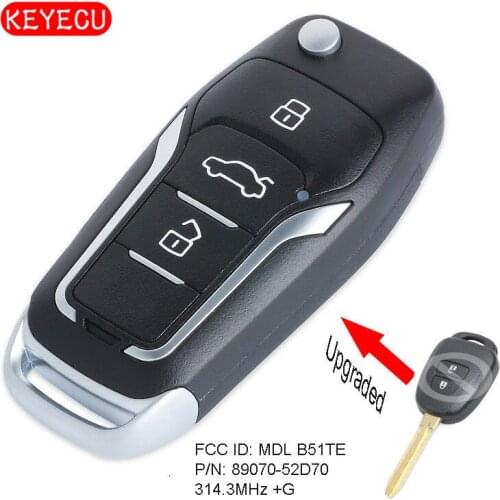 Keyecu Upgraded Remote Key Fob 314MHz G Chip for Autralian Toyota Yaris 2012-2014 FCC FCC ID: B51TE