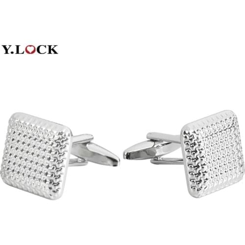 Simple Square Male Suit Shirts Cufflinks High Quality Copper White Steel Cuff Studs Cufflinks Factory Wholesale Customizing