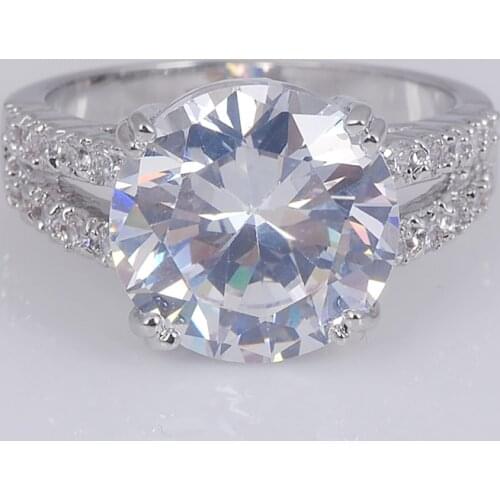 Luxury Gorgeous White Round Cut Women Jewelry Blue Zircon Rings for Wedding Engagement Party Set Gifts Size 6 -10