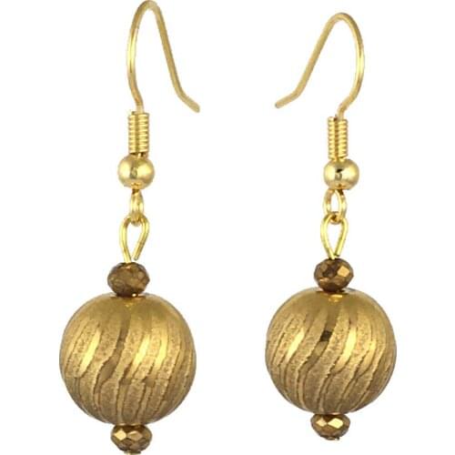 Earring Dangle And Drop 24k Gold Painted Glass Beaded Handmade Woman Fashion Jewelry Made In Turkey