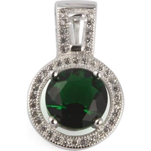 SHUNXUNZE Hot christmas Wedding pendants for women Jewelry Accessories dropshipping Peridot Cubic Zirconia Rhodium Plated R3191D