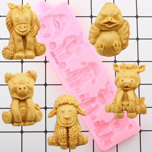 3D Lion Sheep Duck Silicone Mold Animals Fondant Molds DIY Party Cake Decorating Tools Resin Soap Candy Chocolate Gumpaste Mould