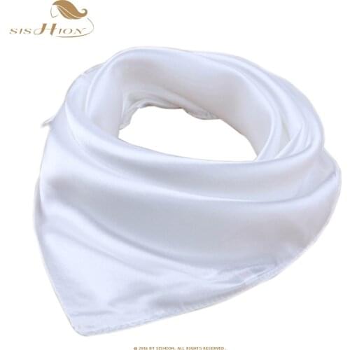 SISHION Fashion Scarf bufanda Women Scarves Soft Smooth Thin Silk Scarf for women Vintage 60cm*60cm White Satin Echarpe Luxury