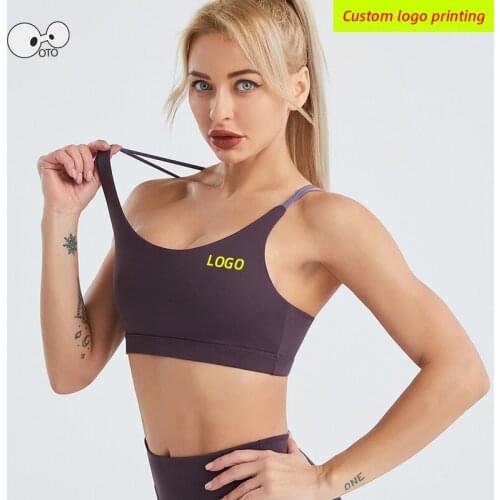 Custom LOGO Sports Bra for Women Gym Backless High Impact Yoga Fitness Crop Top Female Underwear Push-up Padded Sportswear