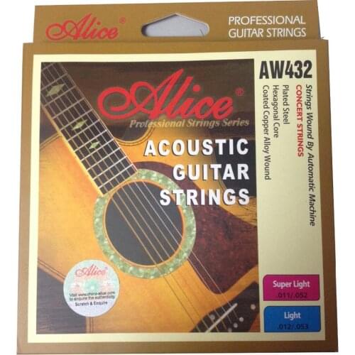 Alice AW432P Super Light Acoustic Guitar Strings Hexagonal Core Coated Copper Alloy Wound 11-52, Single Strings Available