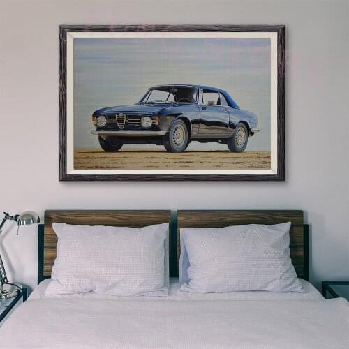 T104 Retro Racing Car Classic Painting Blue car 107 Custom Silk Poster Home Deco Wall Art Christmas Gift