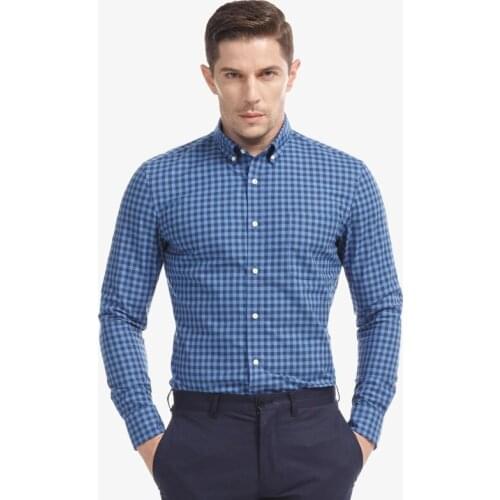 Smart Mens Shirt 100% Cotton Plaid Shirt Camisa Masculina Slim Fit Business Office For Men Clothing Plus Size