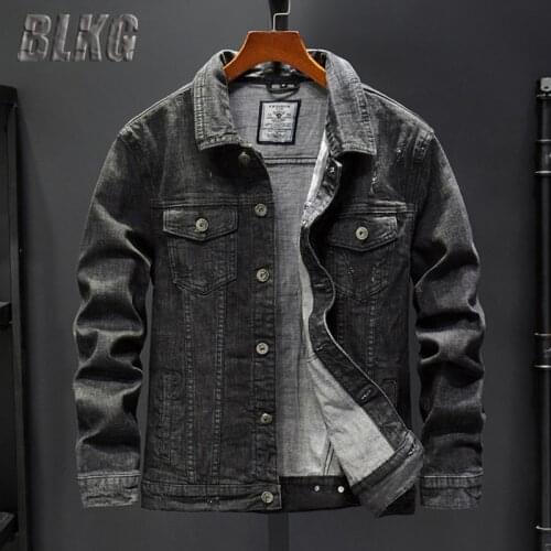 Spring Autumn Korean Denim Jacket Men Fashion Black Jean Jackets for Men Japanese Style Retro Jeans Coat For Men Plus Size M-4XL