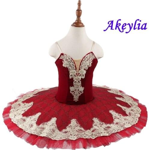 Wine red ballet tutu pancake dress for performance girls pre-professional ballerina stage costumes tutu dress Burgundy BLST20011